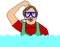 OK hand signal, diver at surface, one hand occupied